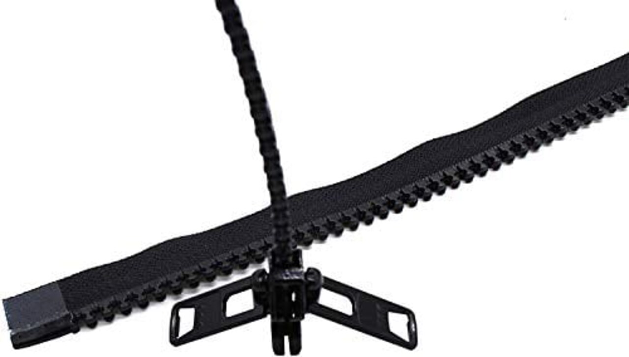 #10 Reversible Heavy Duty Molded Vislon Zipper with 2 Heads - Choose Your Length 150"-250" Inches - Color Black - 1 Zipper Per Pack - Made in The United States (160" Inches)